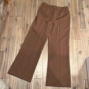 Givenchy Vintage Wide Leg Trousers Pants Tan Brown Pull on Elastic Waist Size 12